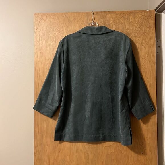 Liz Claiborne 3/4 Length Micro Suede Tunic Blouse - Picture 2 of 6